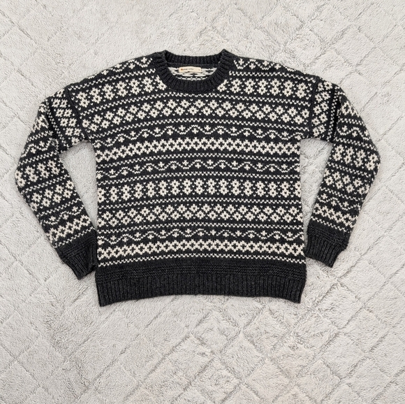 Marine Layer Sweater Womens S Gray White Jill Fair Isle Crewneck Wool Alpaca - Picture 1 of 8